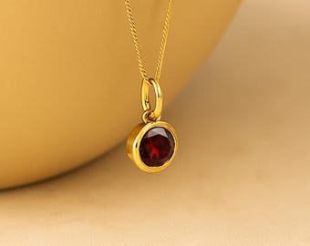 Personalised Gold Plated Sterling Silver January Garnet Birthstone Necklace