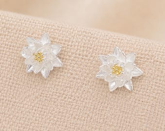 8mm Sterling Silver And Gold July Birth Flower Stud Earrings