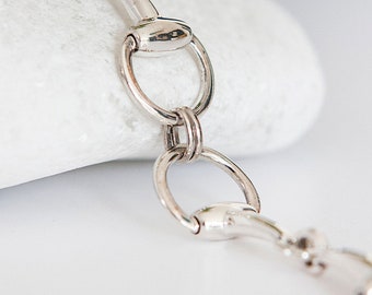 Mediumweight Sterling Silver Snaffle Bit Bracelet with Personalised Watercolour Card - Equestrian Allure