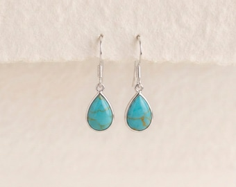 Turquoise Teardrop Earrings in Sterling Silver