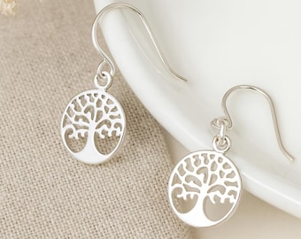 Tree of Life Earrings • Sterling Silver Dangle Drops • Spiritual Symbol Jewellery • Gift for Her • Minimalist Tree Earrings •