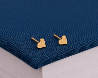 4mm Gold Plated Sterling Silver Heart Stud Earrings