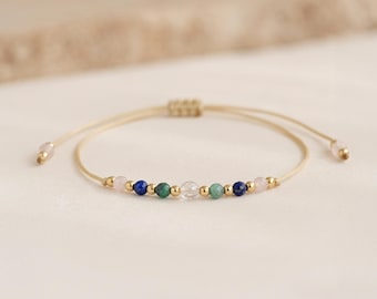 Personalised Taurus Zodiac Gemstone Bead Bracelet With Gold Plating