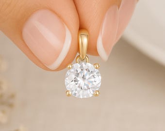 Personalised 9ct Yellow Gold Cubic Zirconia Pendant Necklace: April Birthstone Gift, 5mm