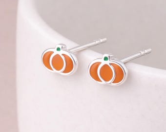 Sterling Silver Pumpkin Stud Earrings – 5mm