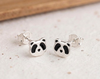 Personalised Panda Stud Earrings in Sterling Silver