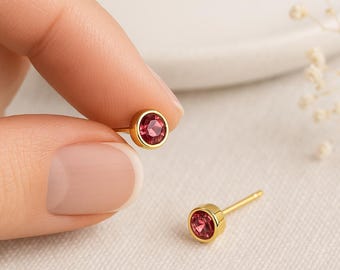 18ct Gold Plated Sterling Silver October Birthstone Stud Earrings – 7mm