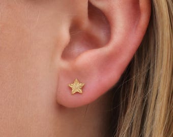 Gold Plated Sterling Silver Sunburst Star Stud Earrings