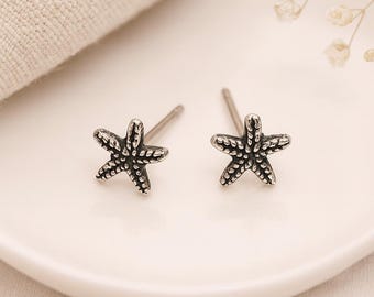 Mini Starfish Stud Earrings • Sterling Silver Sea Life Jewellery • 5mm Ocean-Inspired Gift for Her • Tiny Coastal Studs •