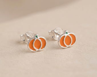 Personalised Pumpkin Stud Earrings in Sterling Silver