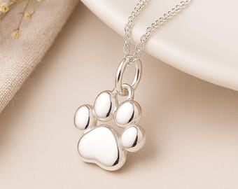 Personalised Tiny Sterling Silver Paw Print Necklace for Girls