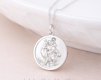 Personalised Sterling Silver St Christopher Pendant Necklace