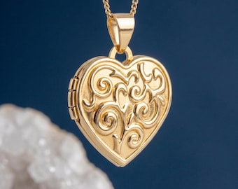 Personalised Vintage Heart Locket in Solid 9ct Gold