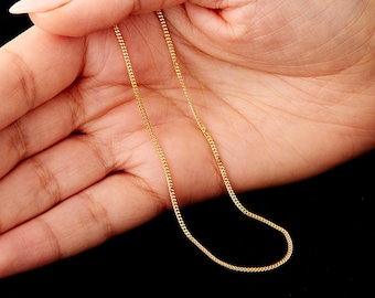 Solid 9ct Gold Medium Curb Chain Necklace - 1.3mm Diamond Cut