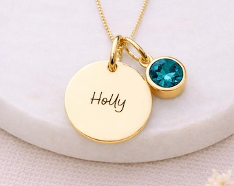 Personalised Gold Plated Sterling Silver December Birthstone Topaz Pendant Necklace