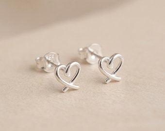 Personalised Paloma Heart Stud Earrings In Sterling Silver