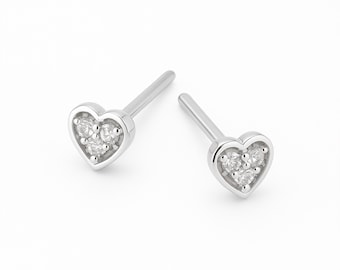 Sterling Silver Micro Heart Stud Earrings – 4mm