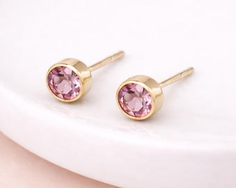 Gold Plated Sterling Silver June Alexandrite Birthstone Stud Earrings – 7mm