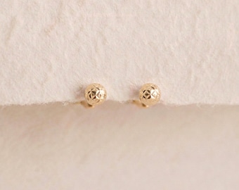 Personalised Tiny 4mm Star Cut Ball Stud Earrings In Solid 9ct Gold