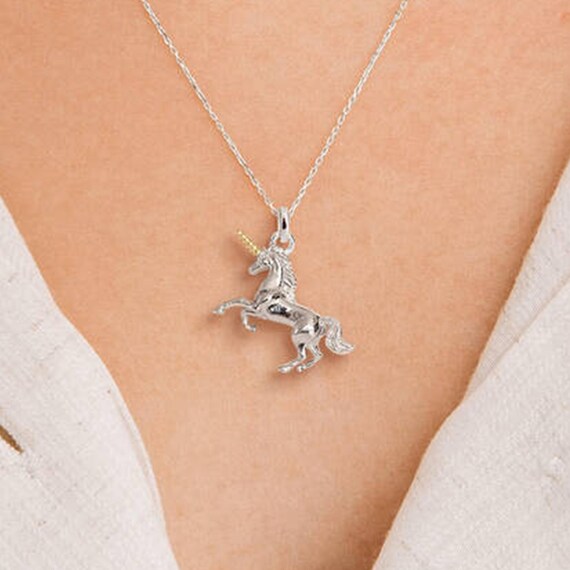 Personalised Sterling Silver Unicorn Necklace Etsy