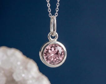 Tiny Personalised June Alexandrite Birthstone Pendant Necklace In Sterling Silver