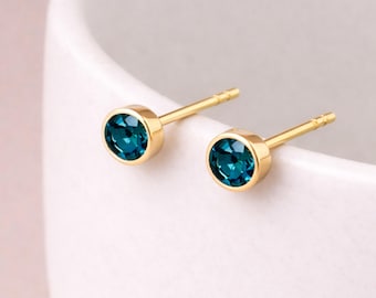 Gold Plated Sterling Silver December Topaz Birthstone Stud Earrings – 7mm