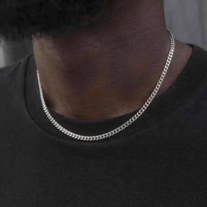 Mens Oxidised Sterling Silver Light Curb Chain Necklace