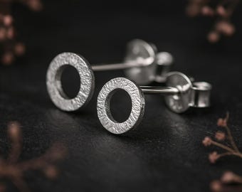 Sterling Silver Karma Circle Stud Earrings