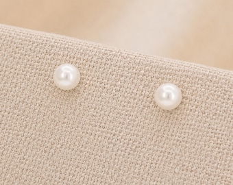 3mm Sterling Silver White Pearl Stud Earrings
