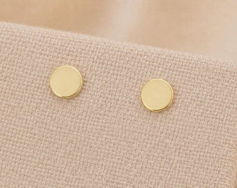 3.5mm Gold Plated Sterling Silver Disc Stud Earrings