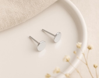 Tiny Disc Stud Earrings • Sterling Silver Minimal Studs • Small Everyday Earrings • Gift for Her • Hypoallergenic Jewellery •