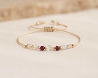 Personalised Cancer Zodiac Gemstone Bead Bracelet With Gold Plating