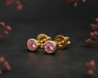Gold Plated Sterling Silver June Alexandrite Birthstone Stud Earrings