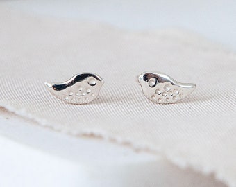 Tiny Sterling Silver Bird Stud Earrings