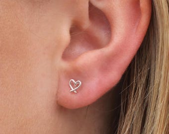 Sterling Silver Paloma Forever Open Heart Stud Earrings