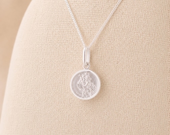Tiny Personalised Sterling Silver St Christopher Pendant Necklace