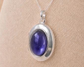 Personalised Sterling Silver Iolite Gemstone Locket Necklace With Photos