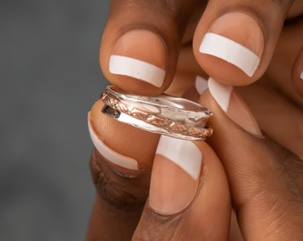 Personalised Molten Sterling Silver And Copper Spinner Ring