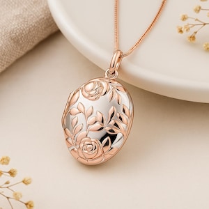 Personalised Rose Gold Plated Sterling Silver Queen Of Flowers Locket