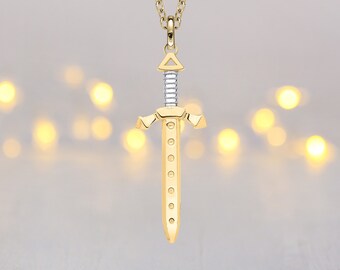 9ct Gold Cross Scottish Highland Claymore Sword Necklace with Optional Personalisation