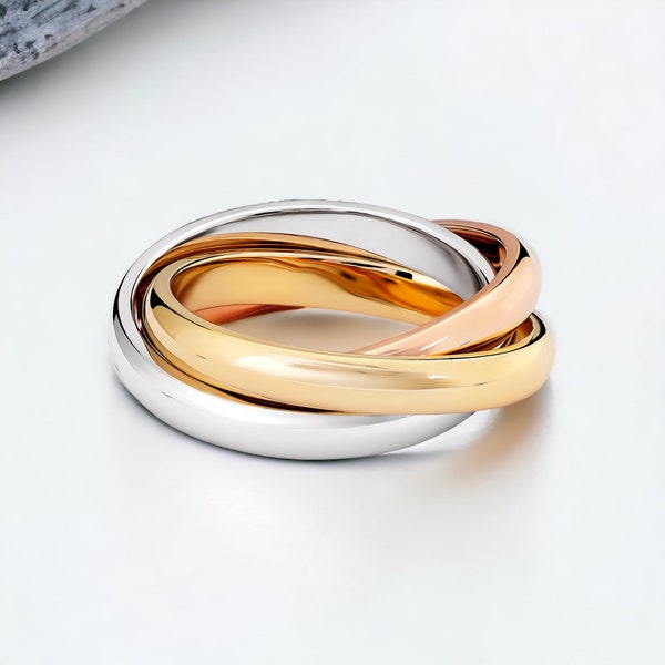 3mm Interlocking Russian Wedding Ring in 9ct Mixed Gold