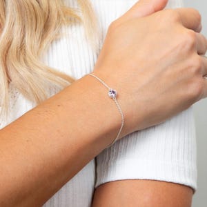 Alexandrite CZ Sterling Silver Bracelet: Adjustable June Birthstone Jewelry
