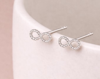 Sterling Silver Infinity Stud Earrings – 3mm x 8mm