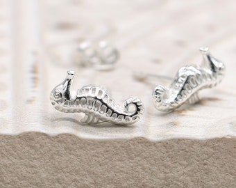 Sterling Silver Seahorse Stud Earrings