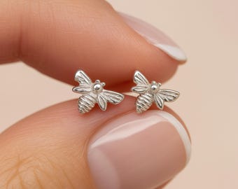 Sterling Silver Bee Stud Earrings