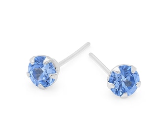 Sterling Silver March Birthstone Micro Stud Earrings – 4mm