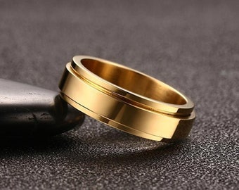 Personalised Gold Stainless Steel Spinner Ring