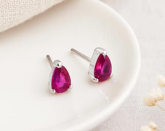 Sterling Silver July Birthstone Stud Earrings – 6mm x 4mm