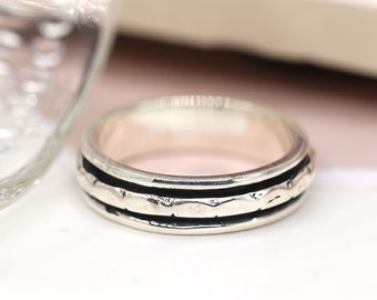 Personalised Sterling Silver Slim Spinning Ring