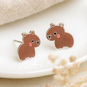 Capybara Ohrstecker: Sterling Silber Tier Schmuck